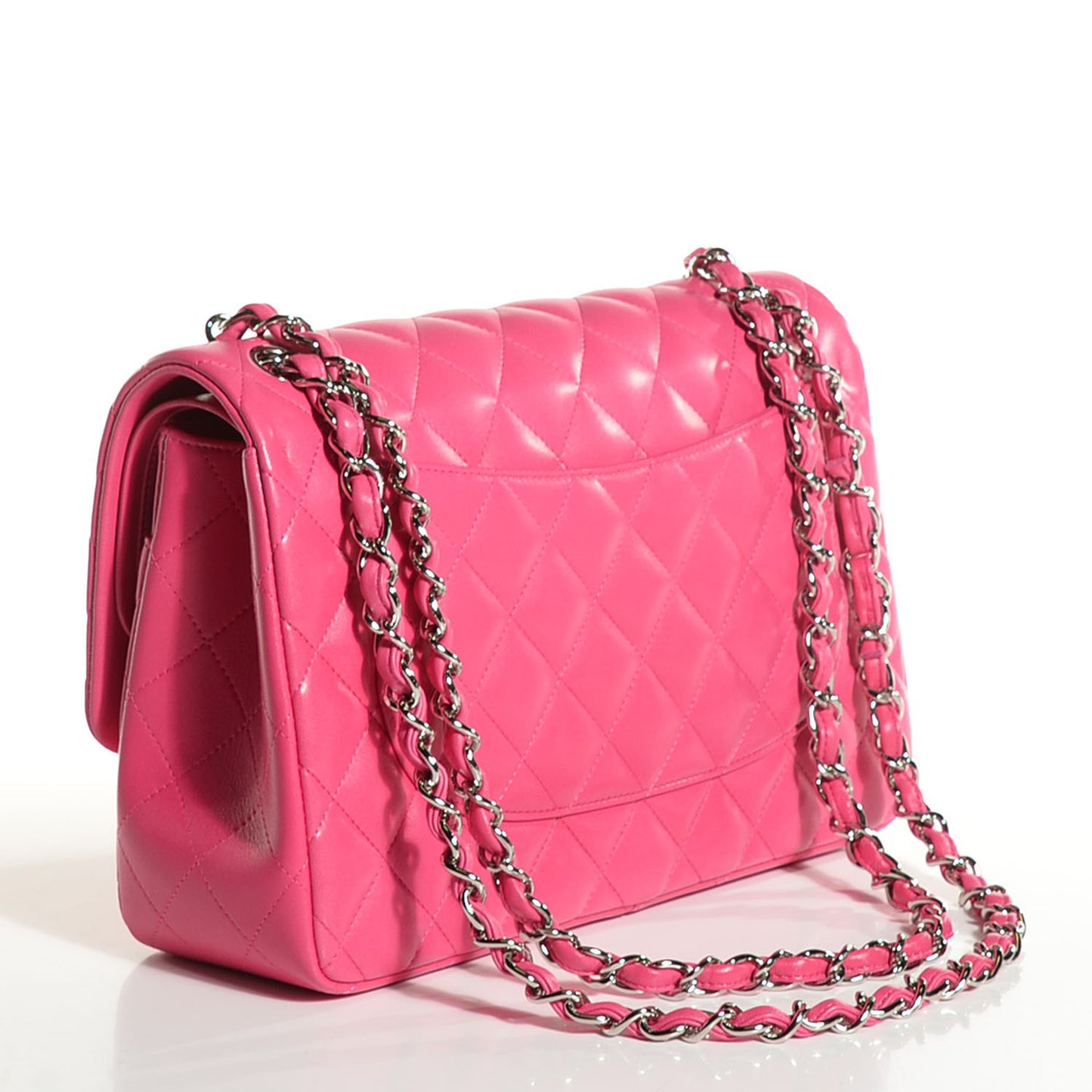Lambskin Quilted Jumbo Double Flap Fuchsia