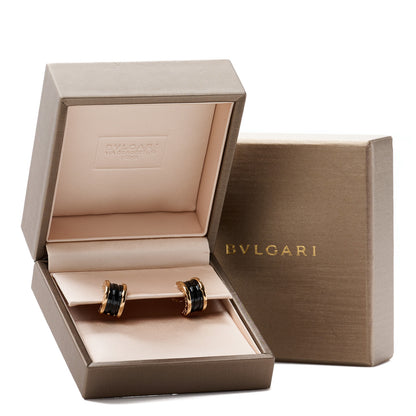 Bulgari 18K Rose Gold Black Ceramic B.Zero1 Hoop Earrings 6 of 6