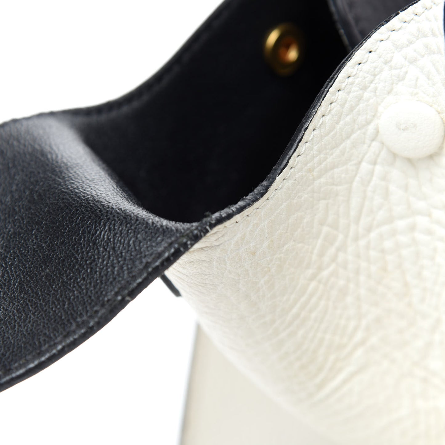 Elephant Calfskin Bi-Color Small Tie Knot Tote White Black