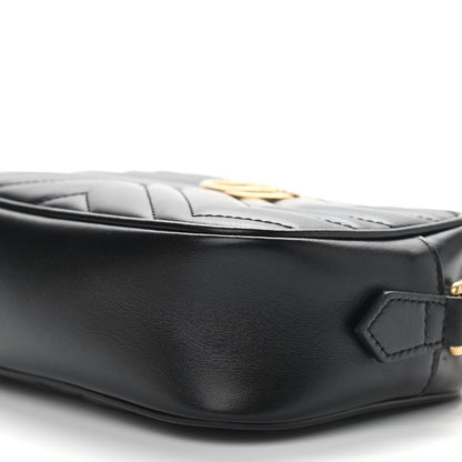 Gucci Calfskin Matelasse Mini GG Marmont Chain Shoulder Bag Black 9 of 9
