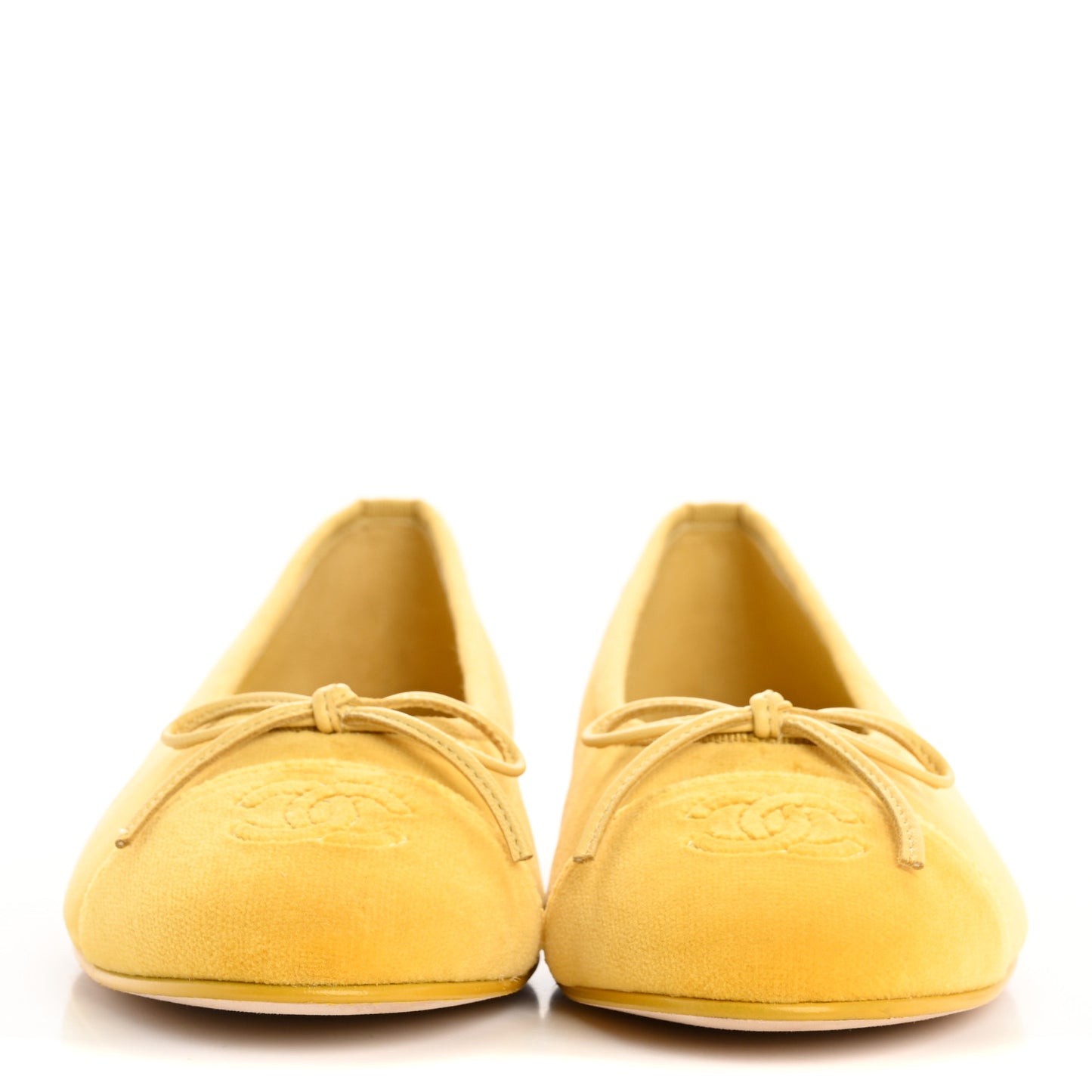 Velvet Cap Toe Ballerina Flats 37 Yellow
