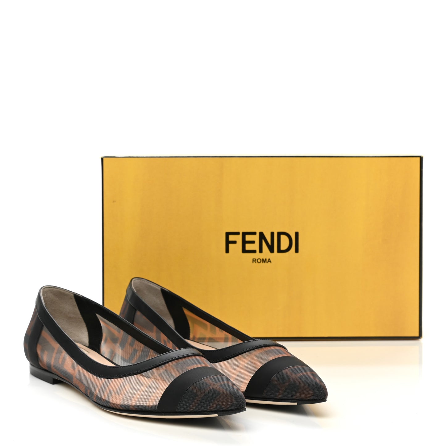 Mesh FF Skimmer Ballerina Flats 37 Tobacco Moro Black