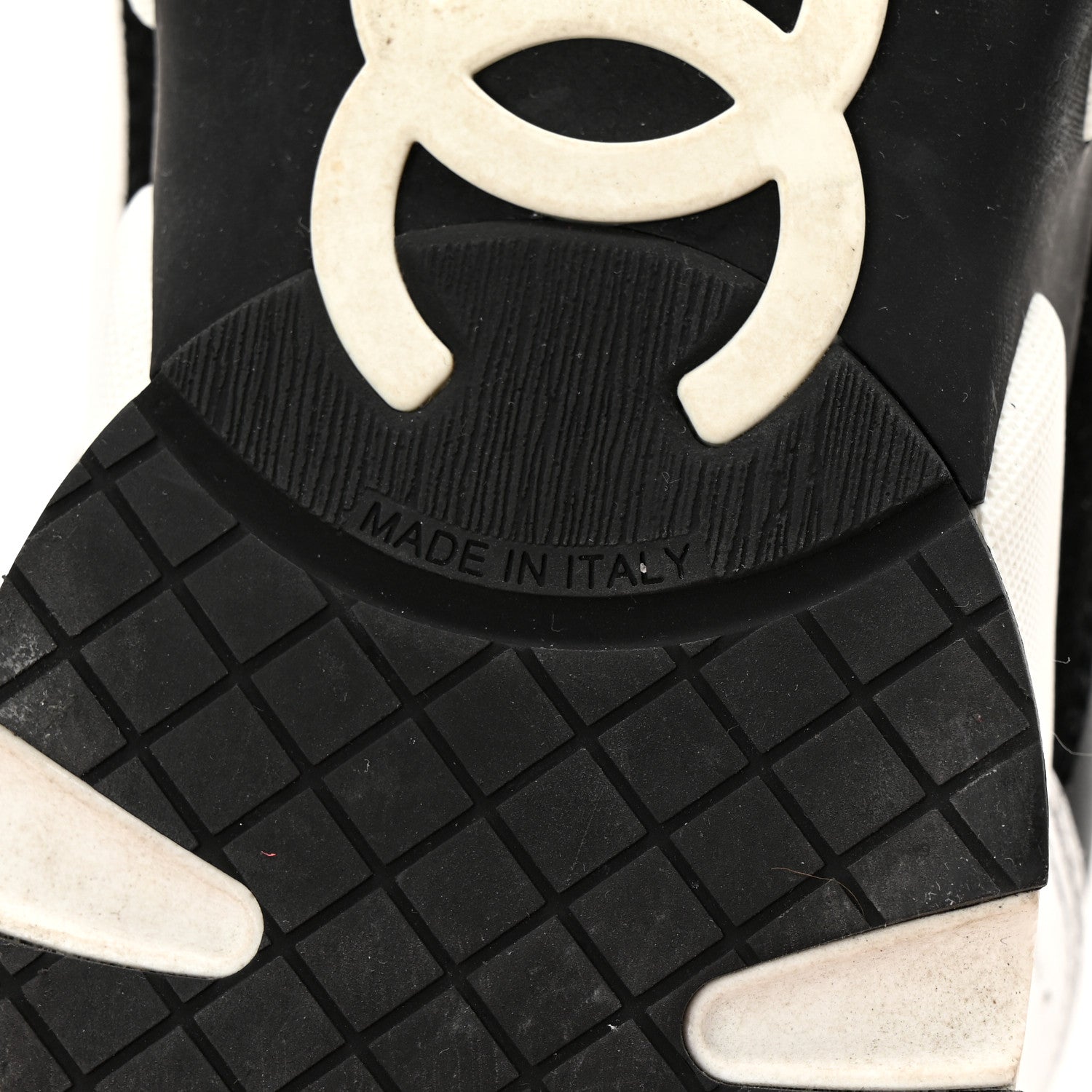 Chanel Mesh Suede Calfskin Grained Calfskin Womens CC Sneakers 39 Black White 7 of 12