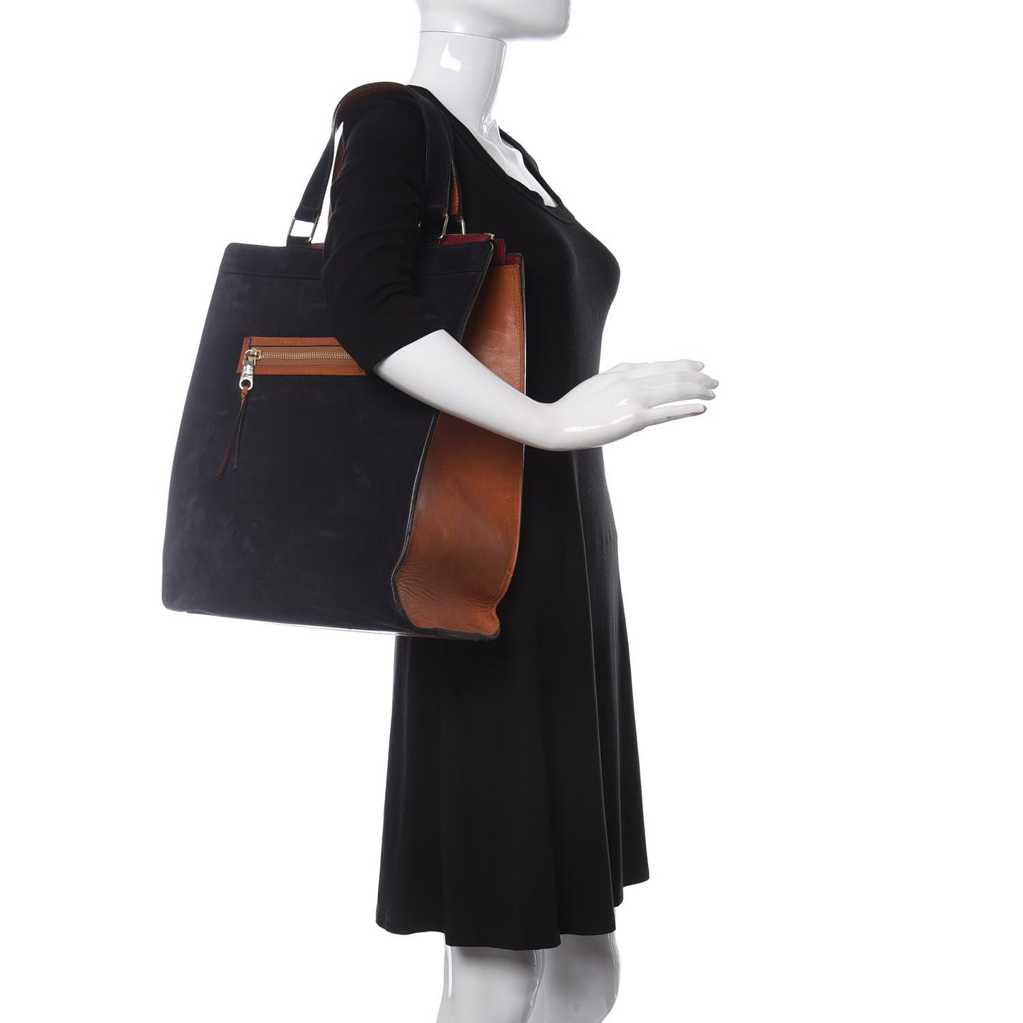Suede Calfskin Lina Tote Ink Blue