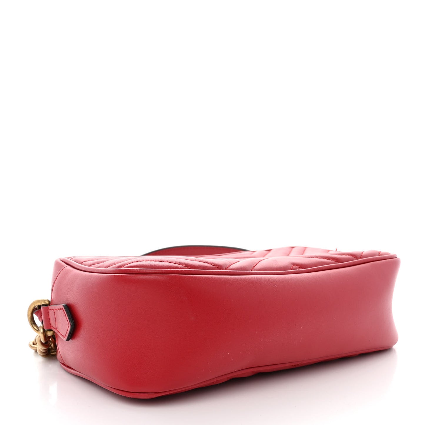 Calfskin Matelasse Small GG Marmont Chain Shoulder Bag Hibiscus Red
