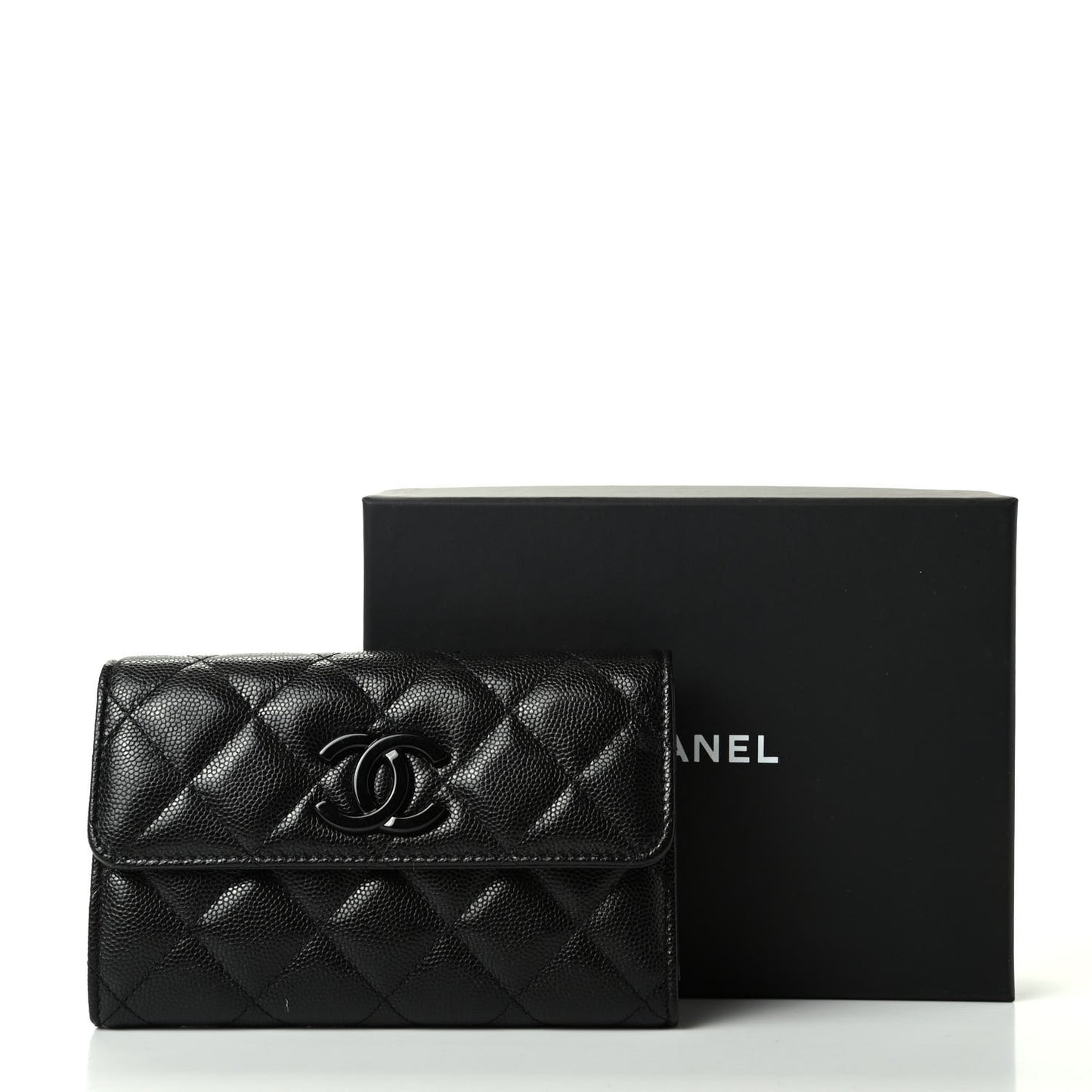 Caviar Quilted My Everything Flap Wallet Black