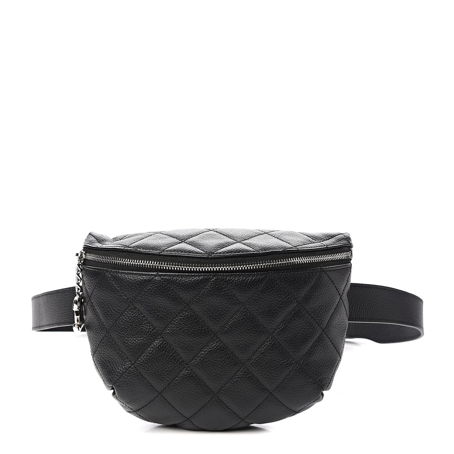 Grained Calfskin Quilted Waist Belt Bag Black