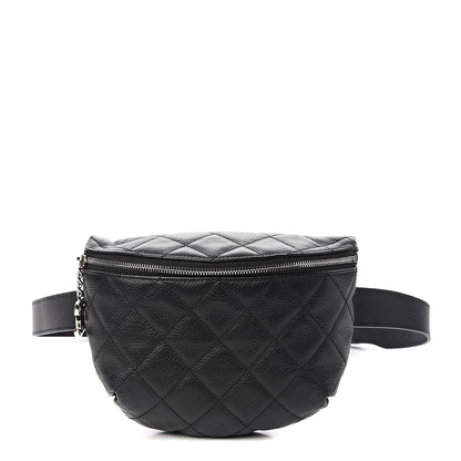 Chanel Grained Calfskin Quilted Waist Belt Bag Black 1 of 9
