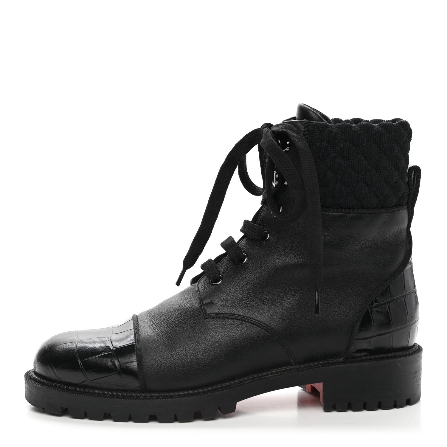 Christian Louboutin Calfskin Mayr Combat Boots 38.5 Black 1 of 8