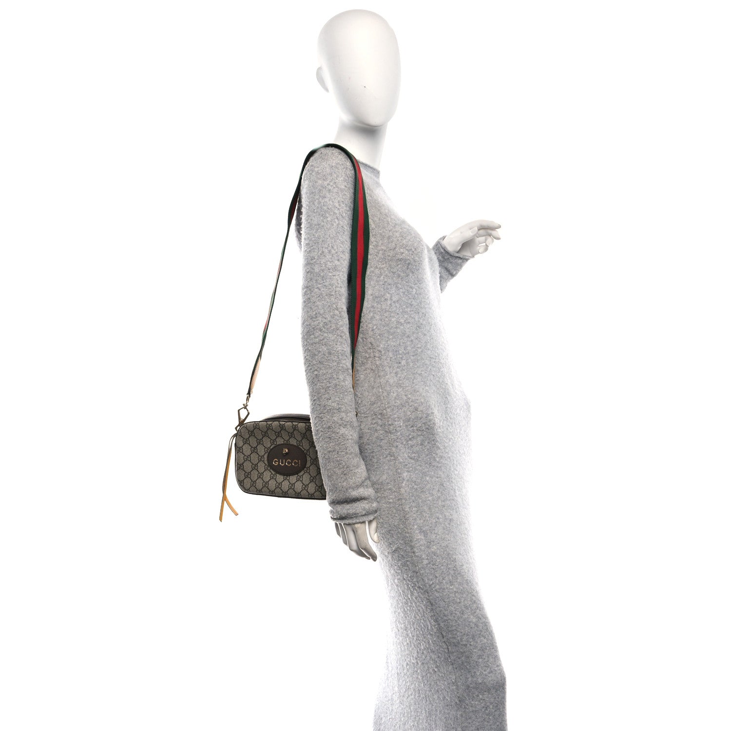 Gucci GG Supreme Monogram Web Neo Vintage Shoulder Bag Beige New Acero Crop 2 of 11