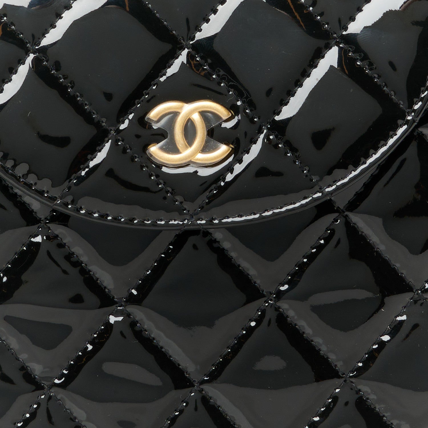 Chanel Patent Calfskin Quilted Chain Hoop Bag Black 8 of 11