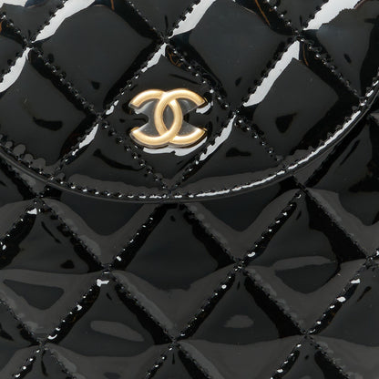 Chanel Patent Calfskin Quilted Chain Hoop Bag Black 8 of 11