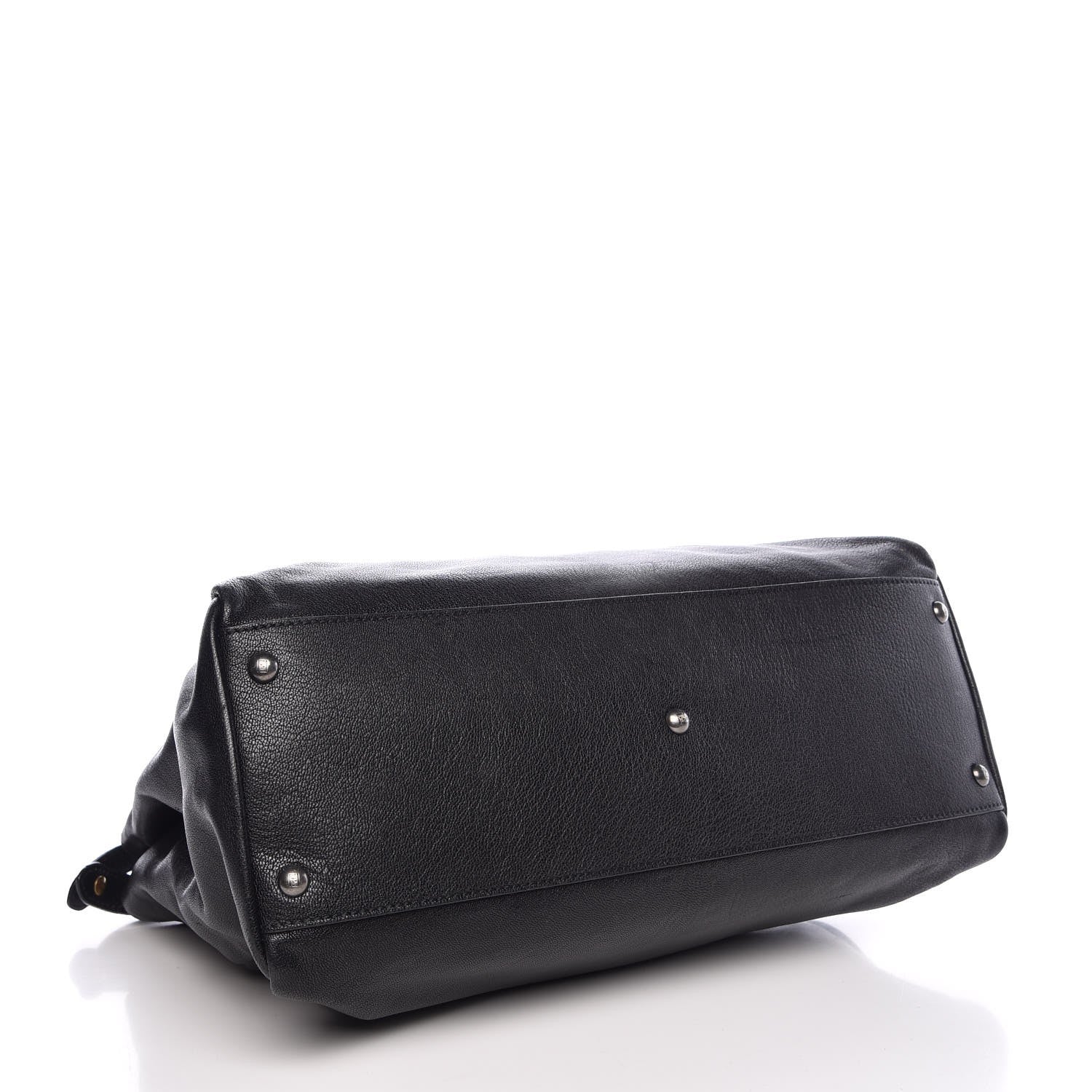 Fendi Goatskin Zucca Large Peekaboo Iconic Satchel Black Tobacco 4 of 13