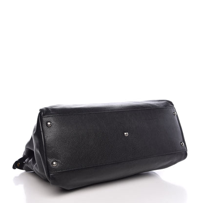 Fendi Goatskin Zucca Large Peekaboo Iconic Satchel Black Tobacco 4 of 13