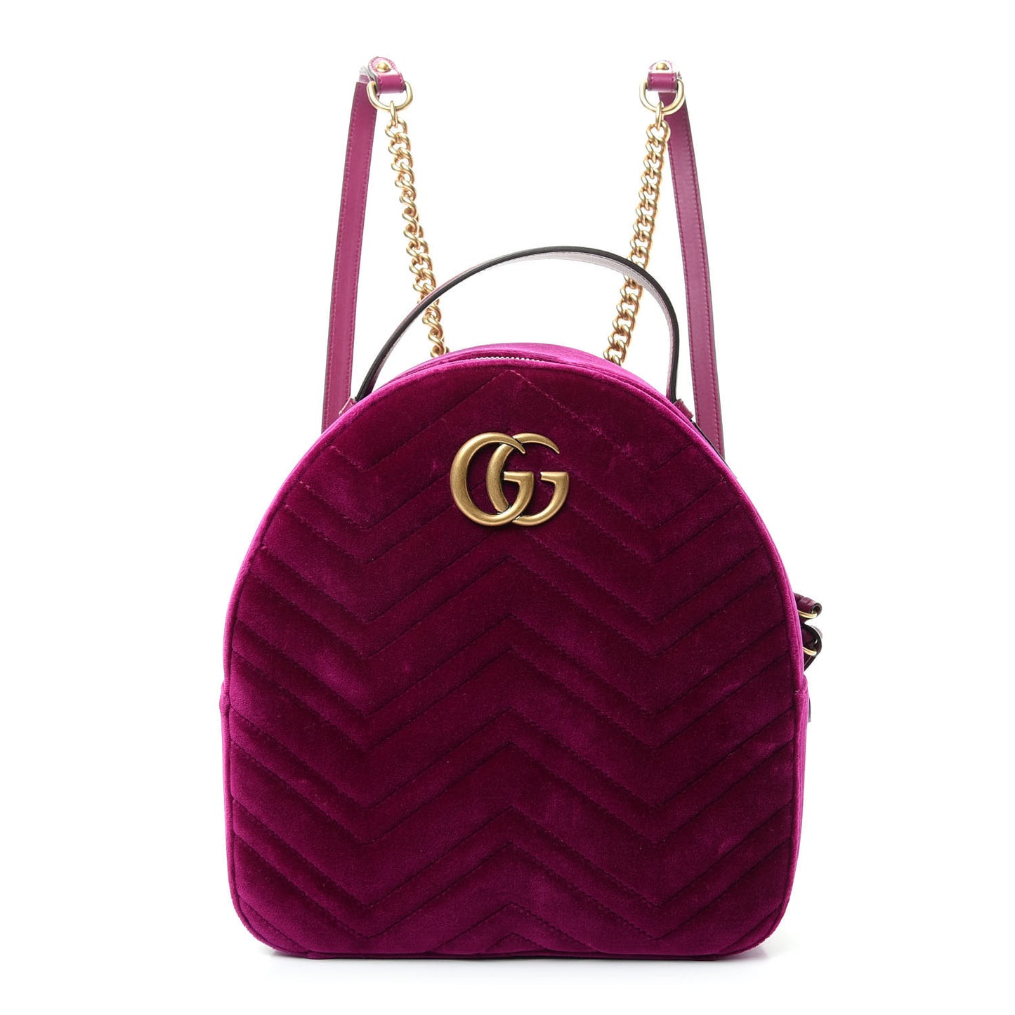 Velvet Matelasse GG Marmont Dome Backpack Fuchsia Violet Cyclamen