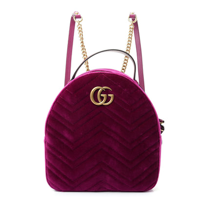 Gucci Velvet Matelasse GG Marmont Dome Backpack Fuchsia Violet Cyclamen 1 of 8