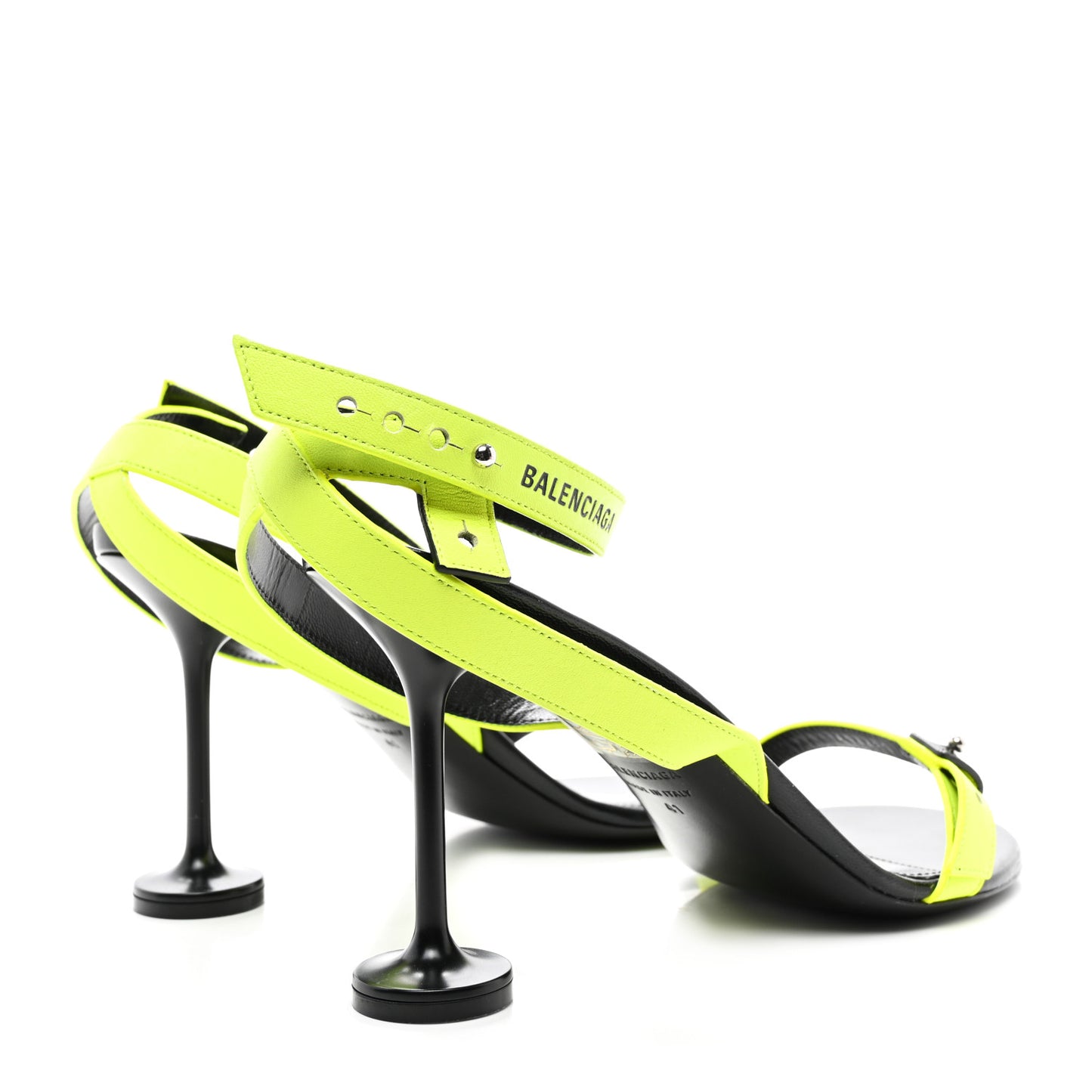 Calfskin Logo Afterhour 90mm Sandal 41 Black Fluo Yellow