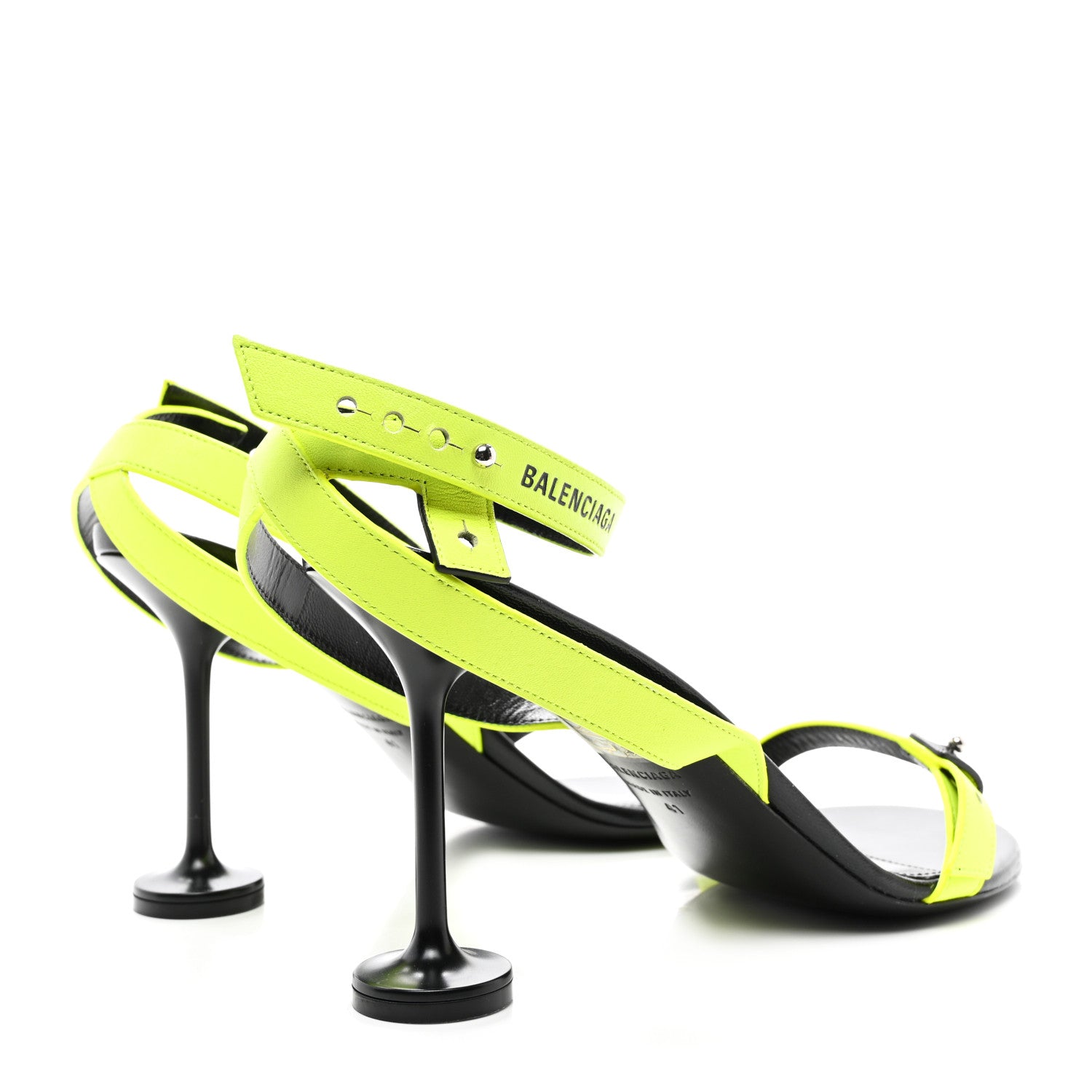 Balenciaga Calfskin Logo Afterhour 90mm Sandal 41 Black Fluo Yellow 4 of 9