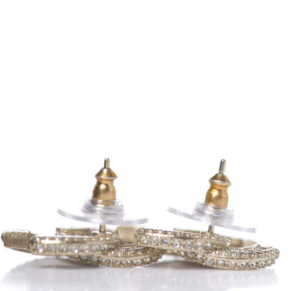 Chanel Crystal Timeless CC Earrings Light Gold 2 of 3