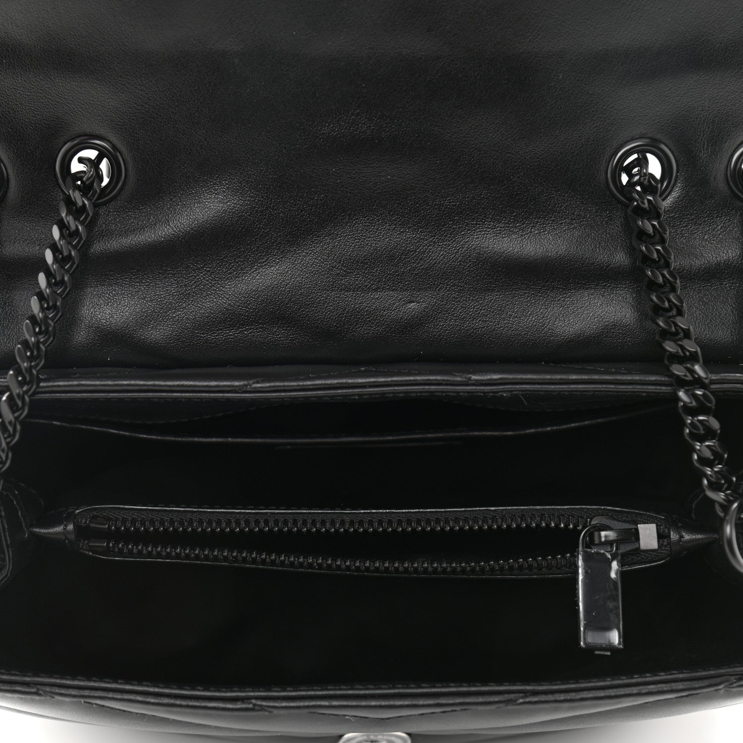Saint Laurent Calfskin Y Quilted Monogram Monochrome Small Loulou Chain Satchel Black 4 of 9