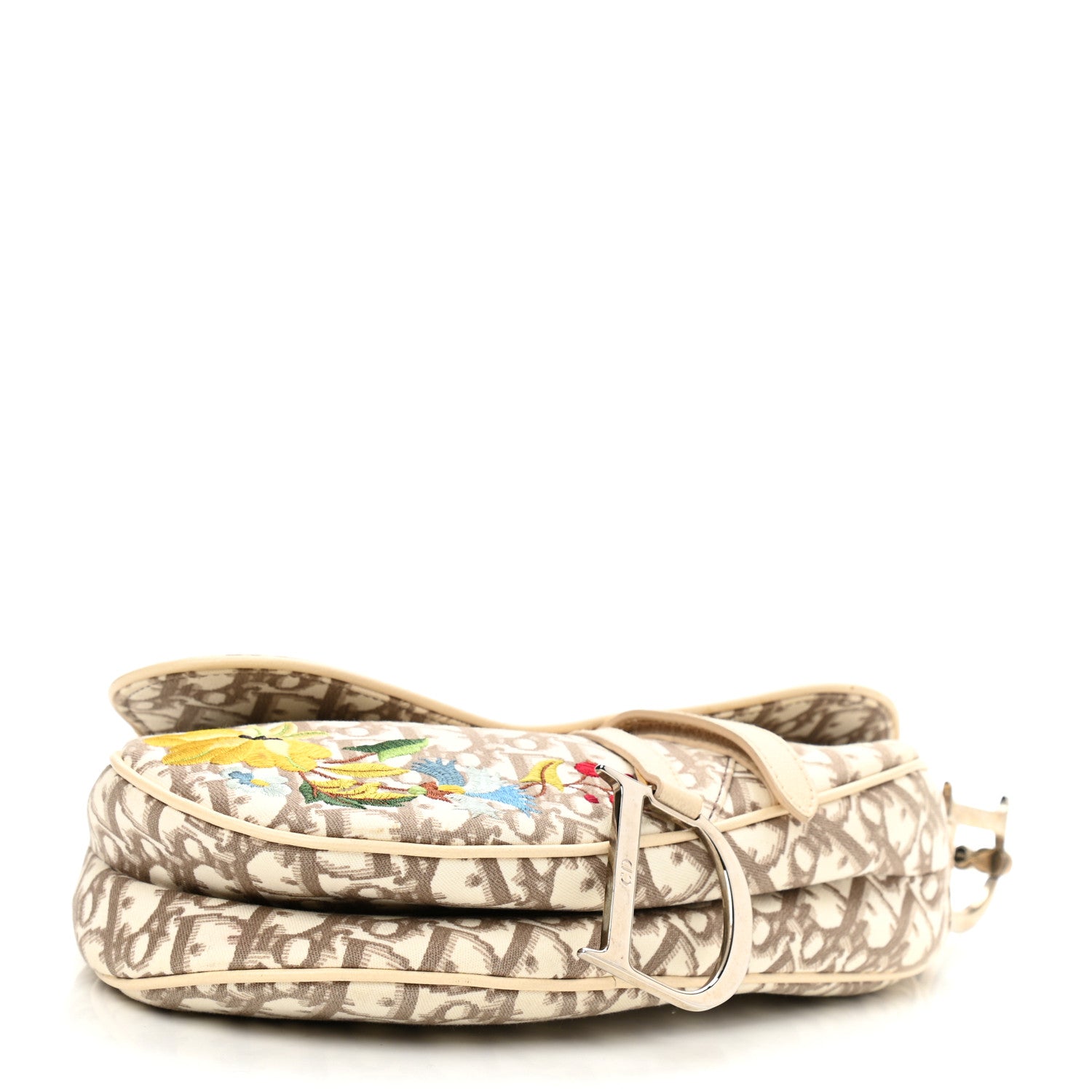 Christian Dior Monogram Vintage Flowers Saddle Bag Beige 4 of 12