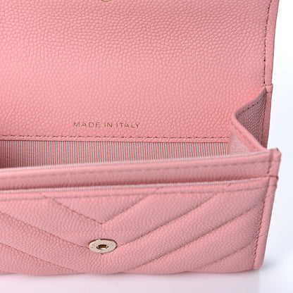 Chanel Matte Caviar Chevron Quilted Flap Card Holder Pink 8 of 10