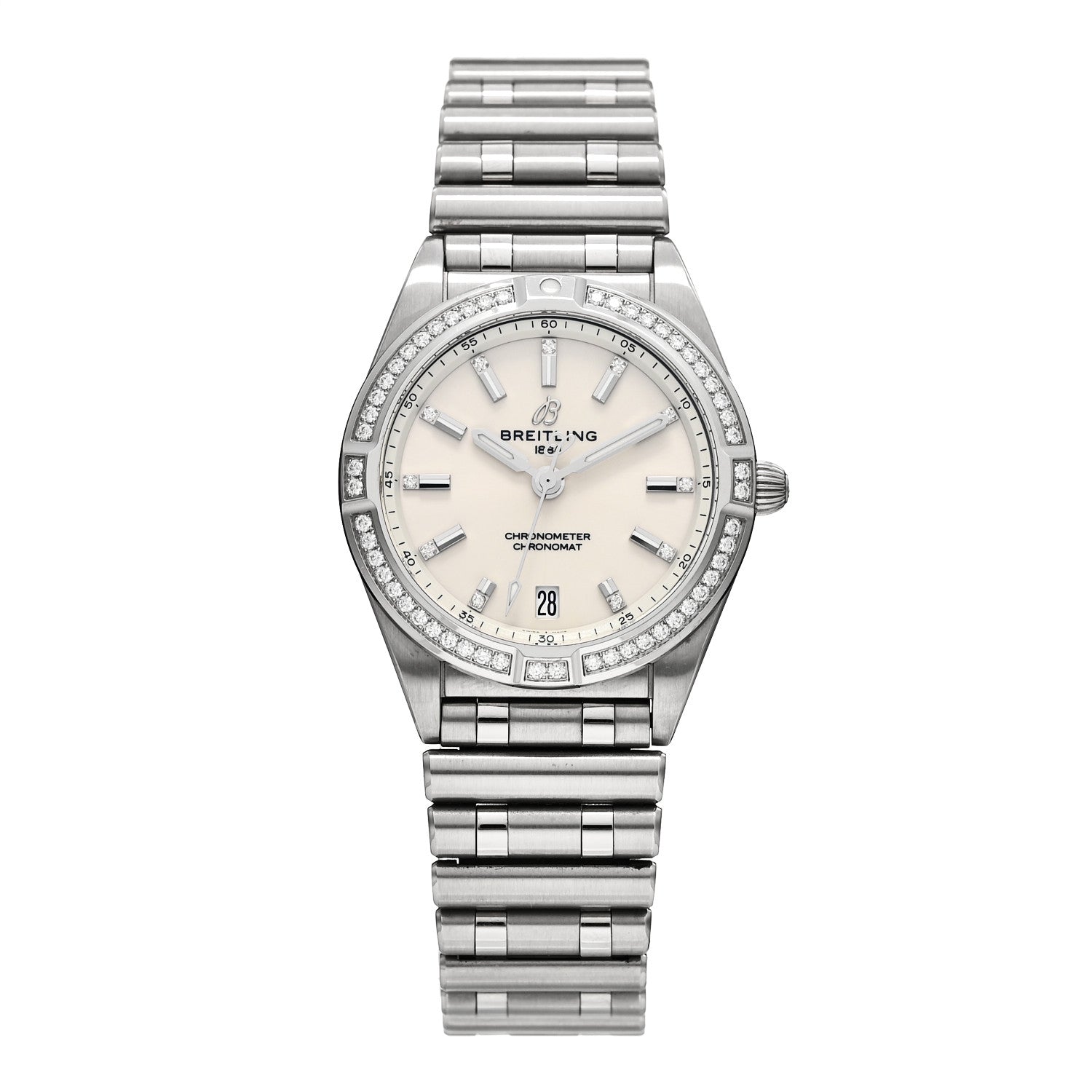 Breitling Stainless Steel Diamond Bezel 32mm Chronomat Quartz Watch Silver A77310591A1A1 1 of 5