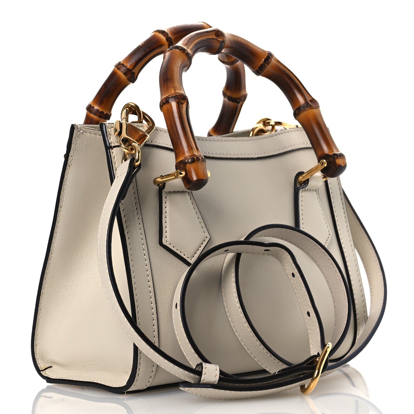 Wonka Grain Calfskin Mini Diana Tote Bag Mystic White