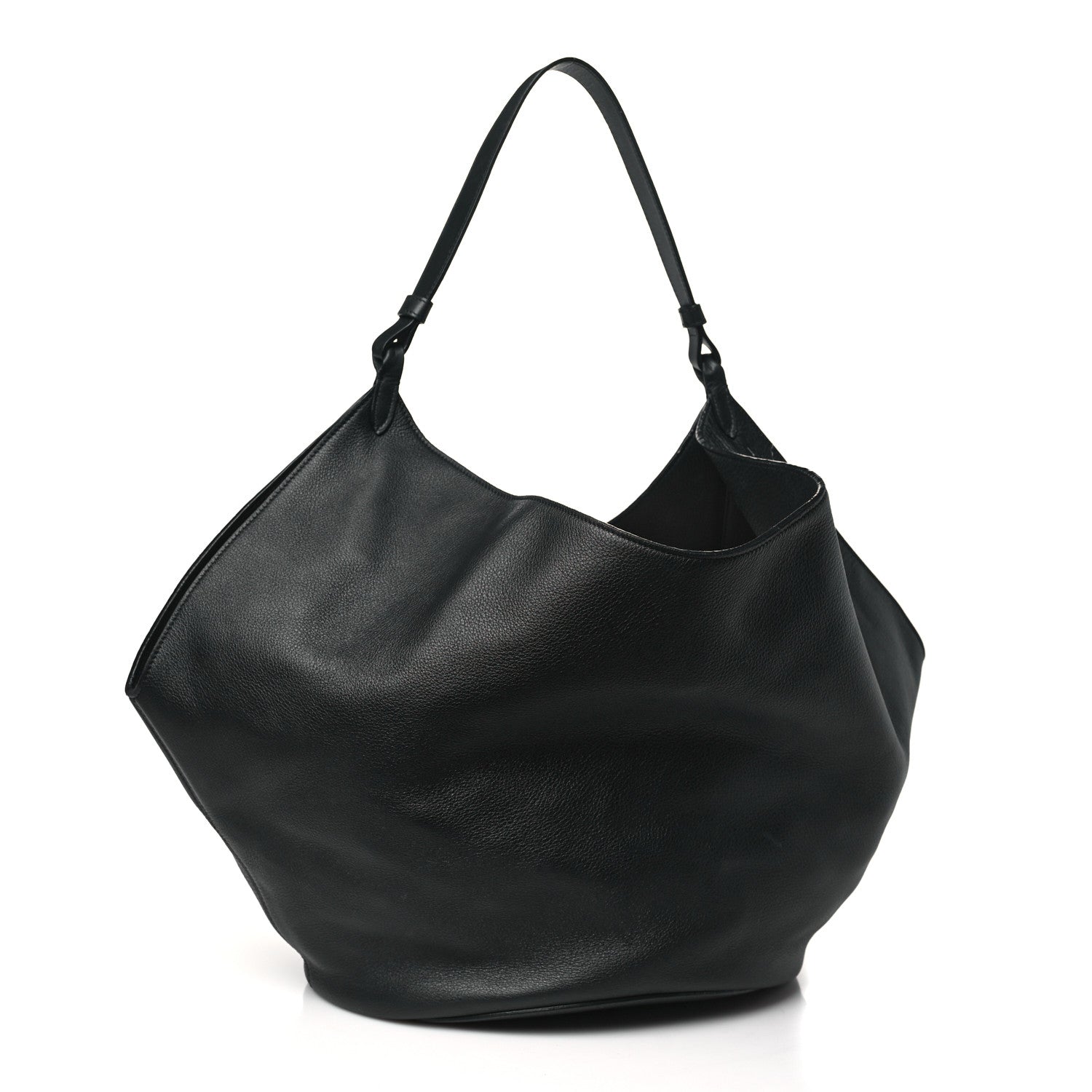 Khaite Pebbled Sport Calfskin Medium Lotus Tote Black 4 of 10