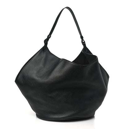 Khaite Pebbled Sport Calfskin Medium Lotus Tote Black 4 of 10