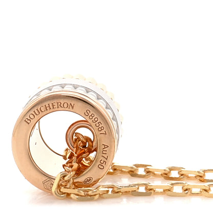 Boucheron 18K White Yellow Rose Gold Diamond Ceramic Quatre Mini Ring Pendant Necklace 4 of 4