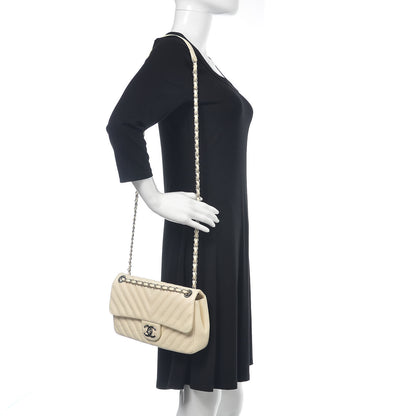 Chanel Lambskin Chevron Double Stitch Medium Single Flap White 2 of 12