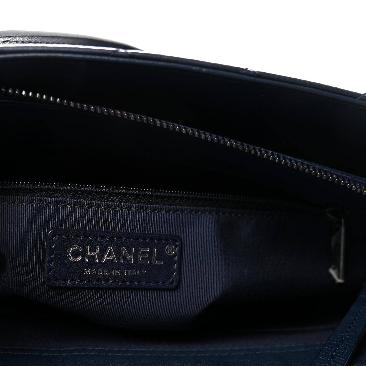 Calfskin Quilted Frame In Chain Tote Navy