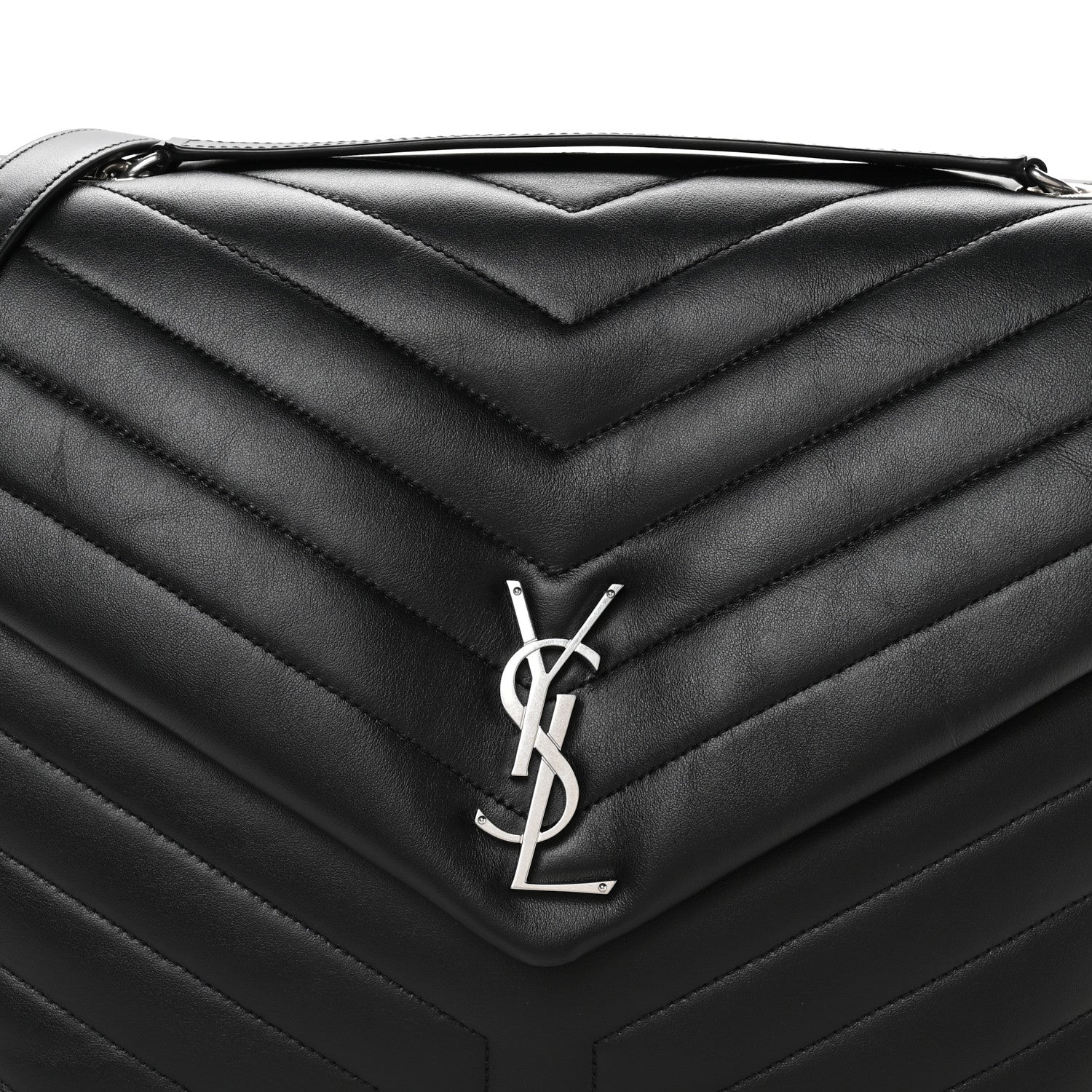 Saint Laurent Calfskin Y Quilted Monogram Large Loulou Chain Satchel Black 8 of 10