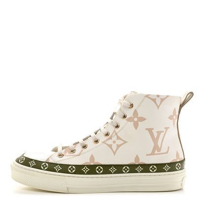 Louis Vuitton Monogram Giant Stellar Sneaker Boots 38 Khaki White Beige 1 of 17
