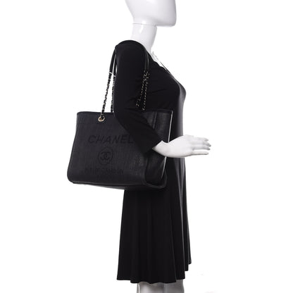 Chanel Mixed Fibers Calfskin Small Deauville Tote Black 2 of 10