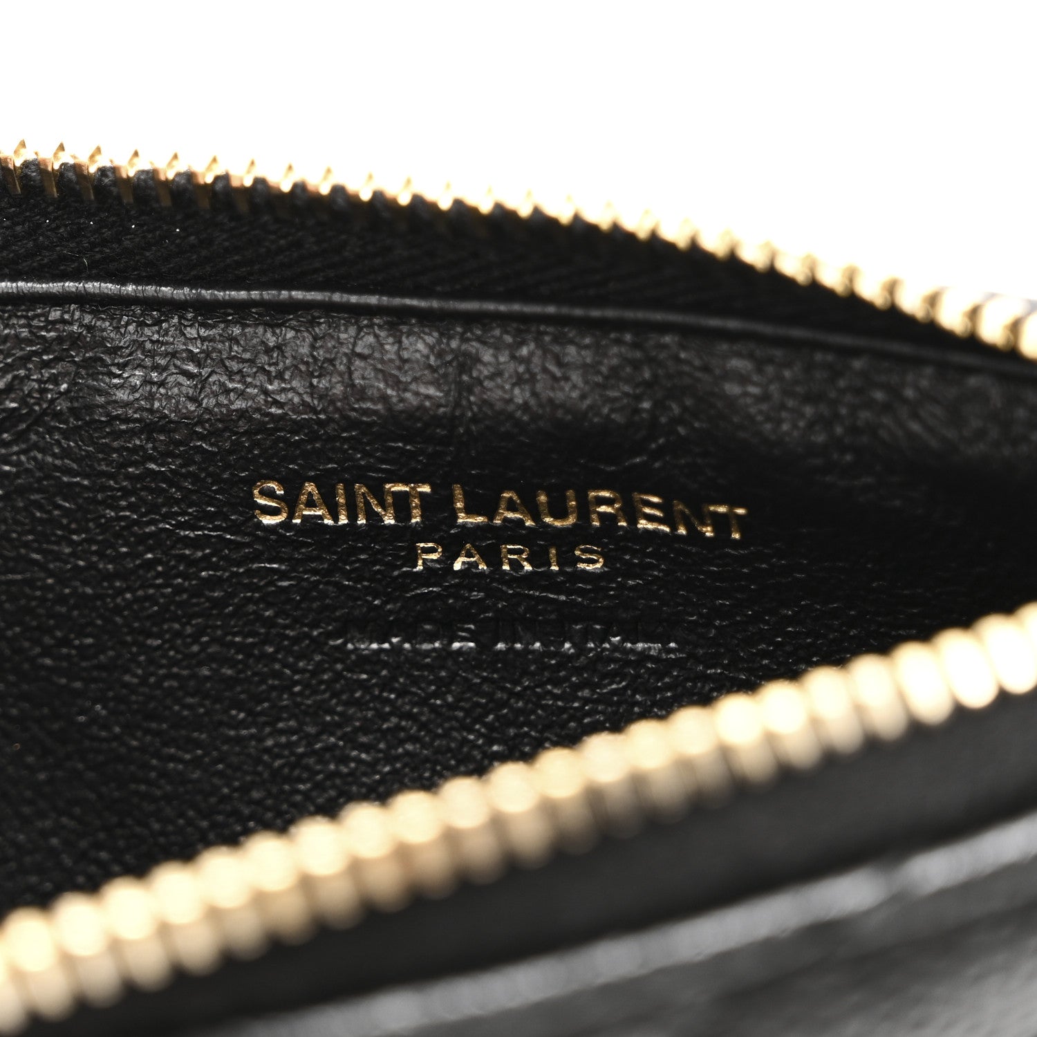 Saint Laurent Grain De Poudre Matelasse Chevron Monogram Fragments Zippered Card Case Black 6 of 8