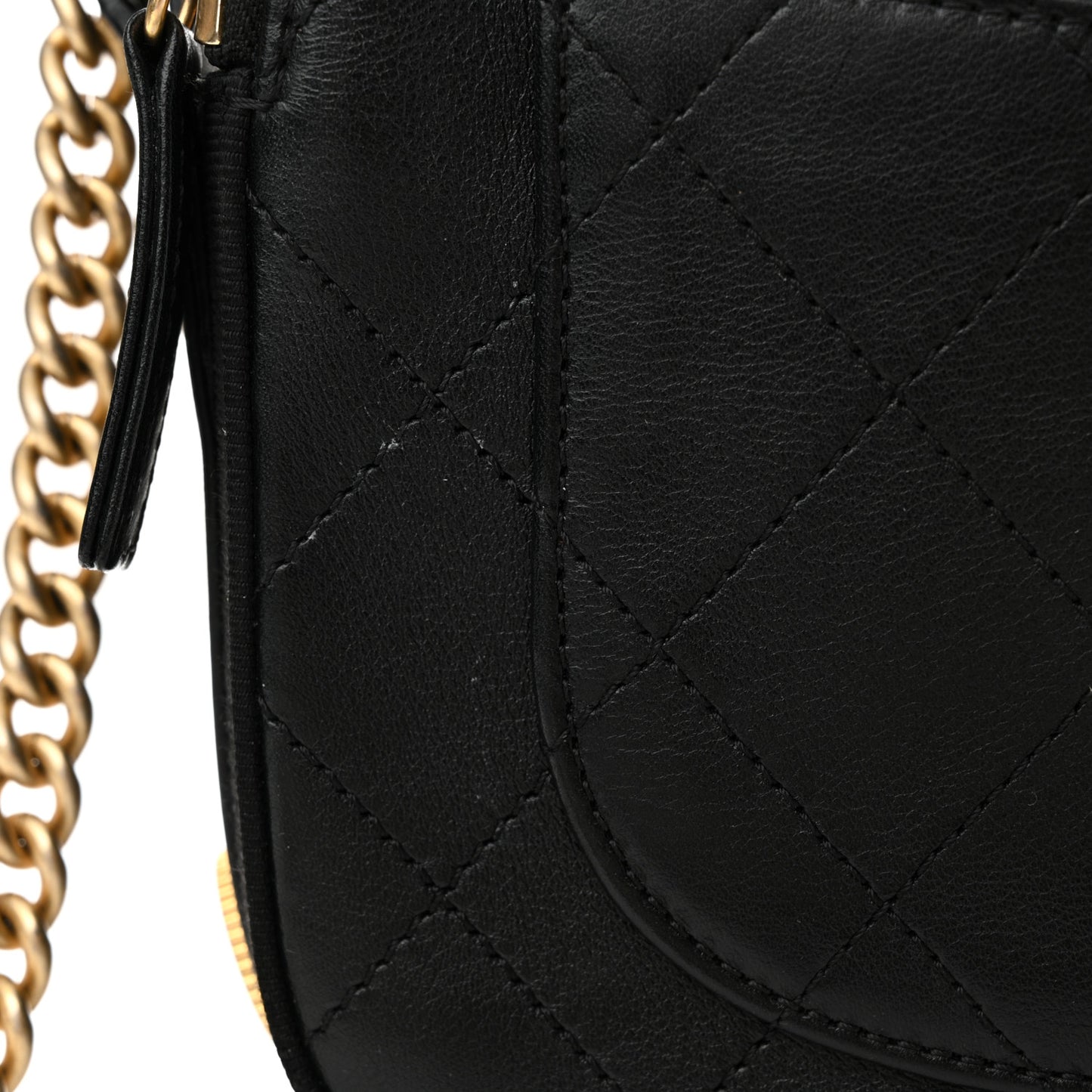 Calfskin Grosgrain Stitched Button Up Camera Case Black
