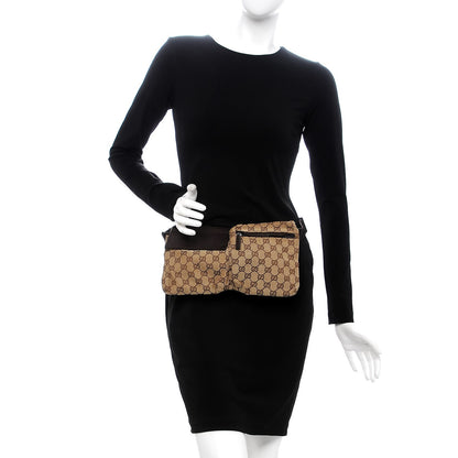 Gucci GG Monogram Double Pocket Belt Bag Dark Brown 2 of 11