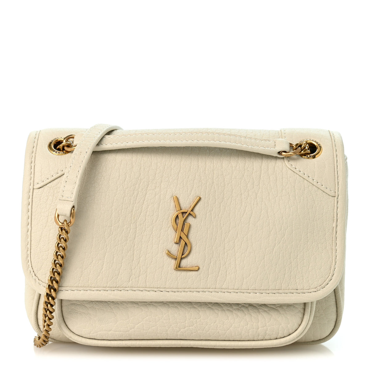 Grained Lambskin Monogram Mini Niki Chain Satchel Crema Soft