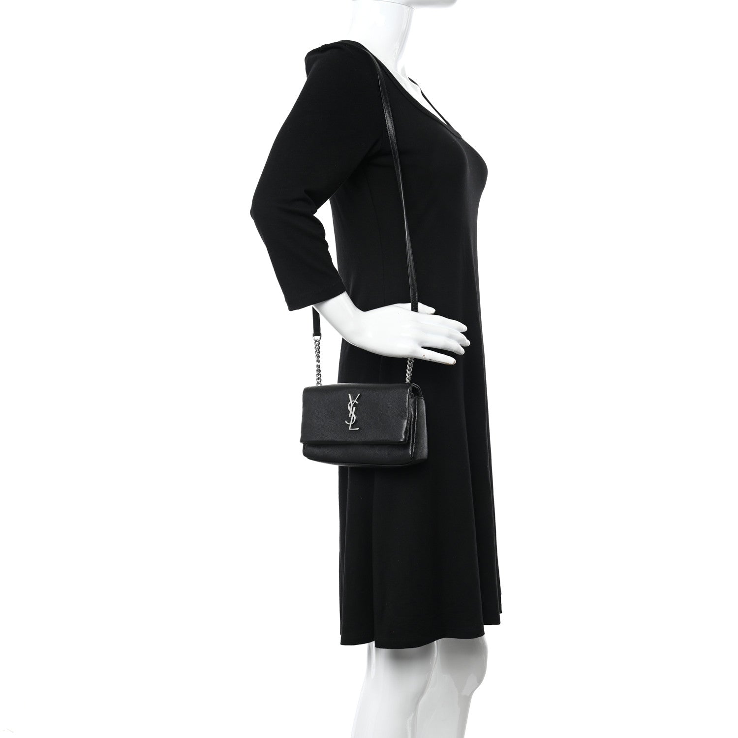 Saint Laurent Grain De Poudre Monogram Toy West Hollywood Fold-Over Bag Black 2 of 12