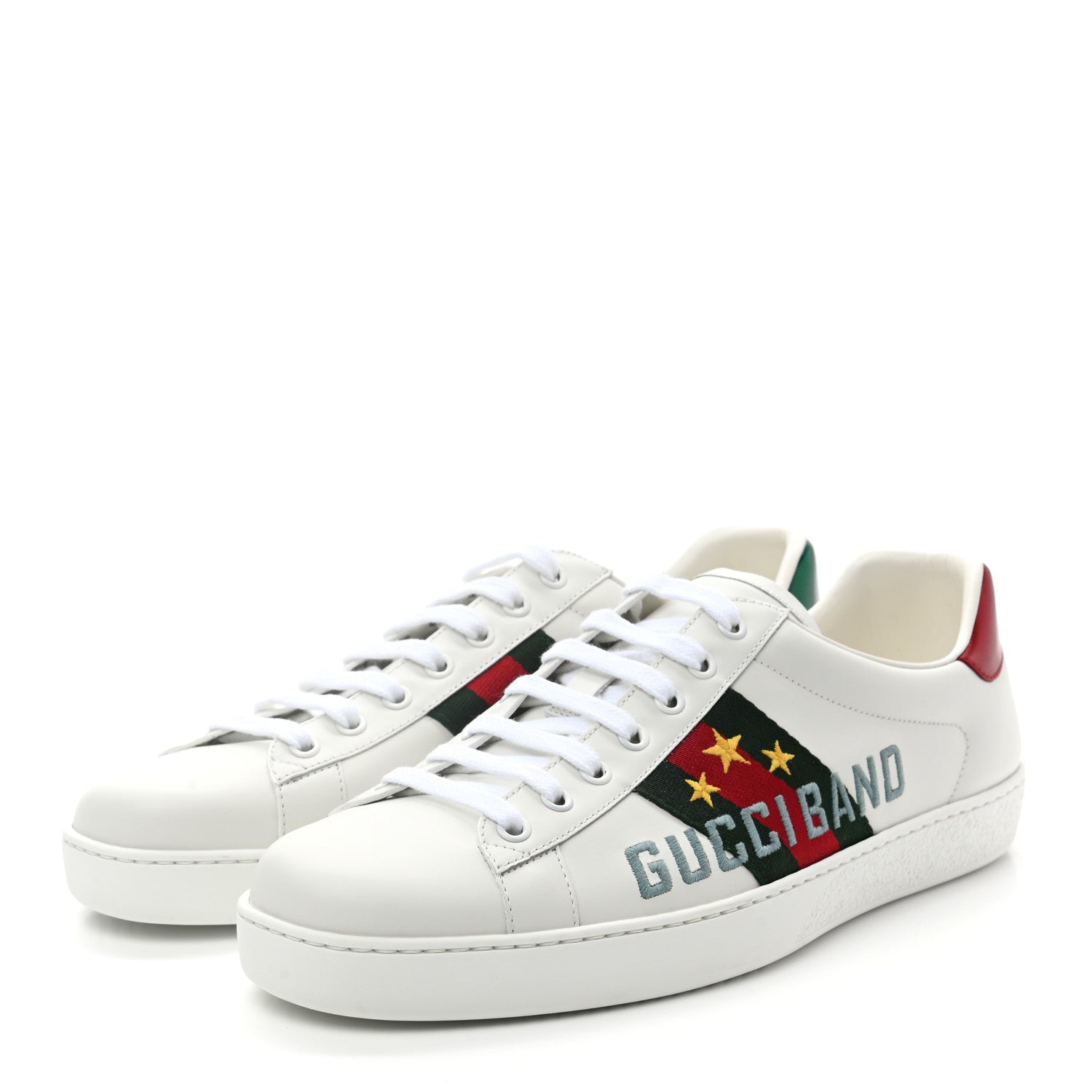 Gucci Calfskin Web Mens Gucci Band Ace Sneakers 9 White 3 of 8