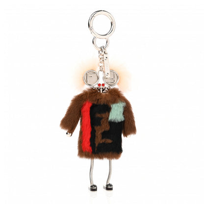 Fendi Rabbit Mink Fox Fur F is Fendi Teen Witch Bag Charm Brown Multicolor 1 of 4