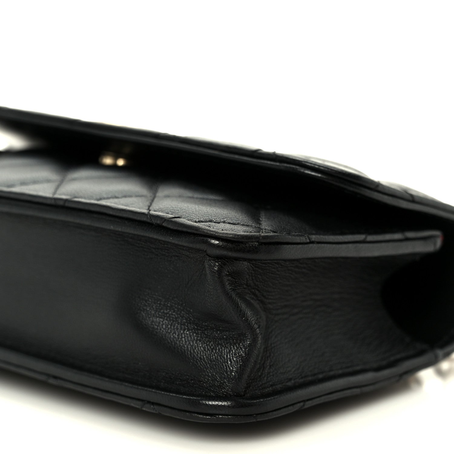 Chanel Lambskin Quilted Sweet Camellia Flap Phone Holder With Chain Black 11 of 11