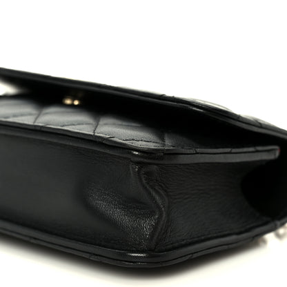 Chanel Lambskin Quilted Sweet Camellia Flap Phone Holder With Chain Black 11 of 11