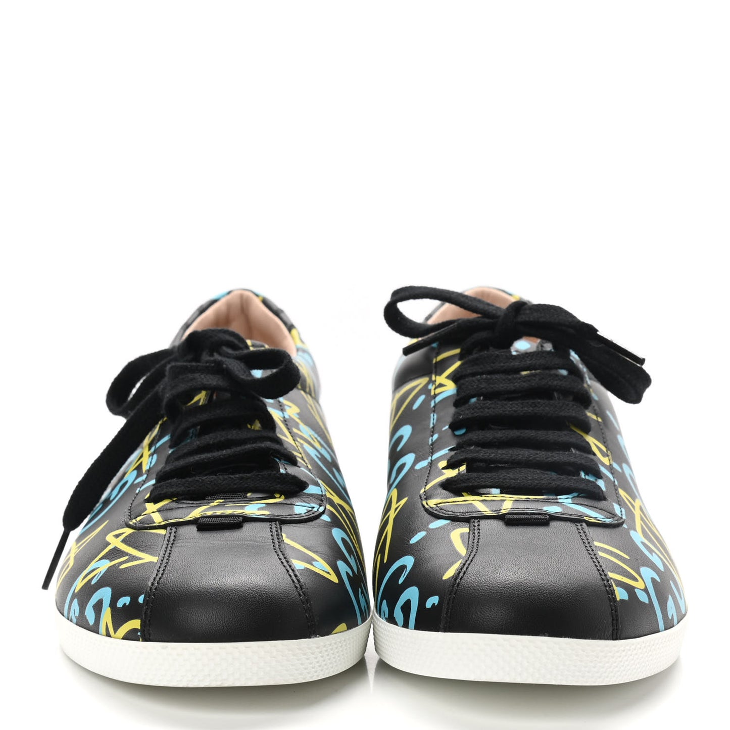 Calfskin GucciGhost Print Womens Low Top Sneakers 40 Black New Acquamarine