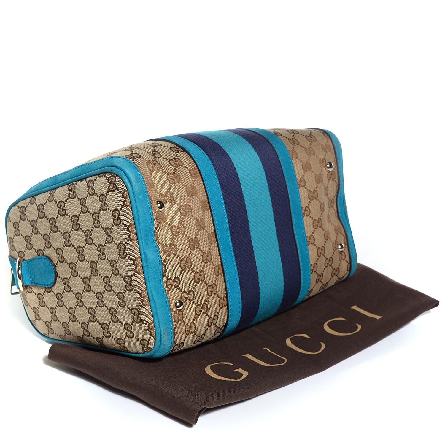 Gucci Monogram Vintage Web Medium Boston Teal 4 of 10