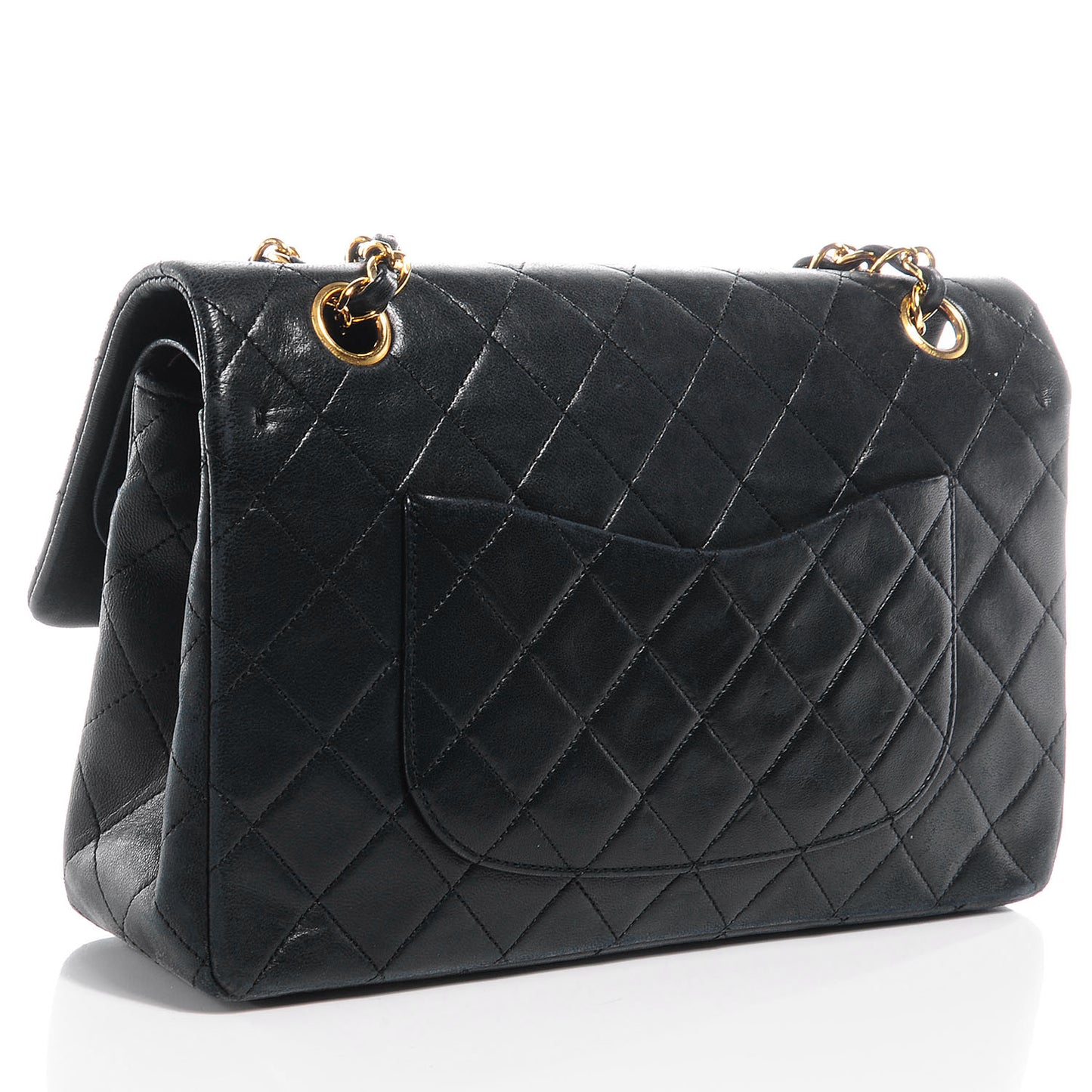 Lambskin Medium Double Flap Black