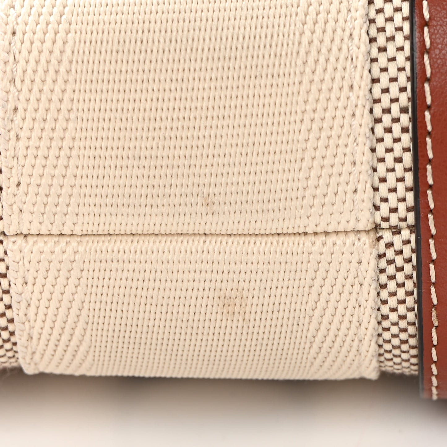 Cotton Calfskin Small Woody Ribbon Tote White Brown