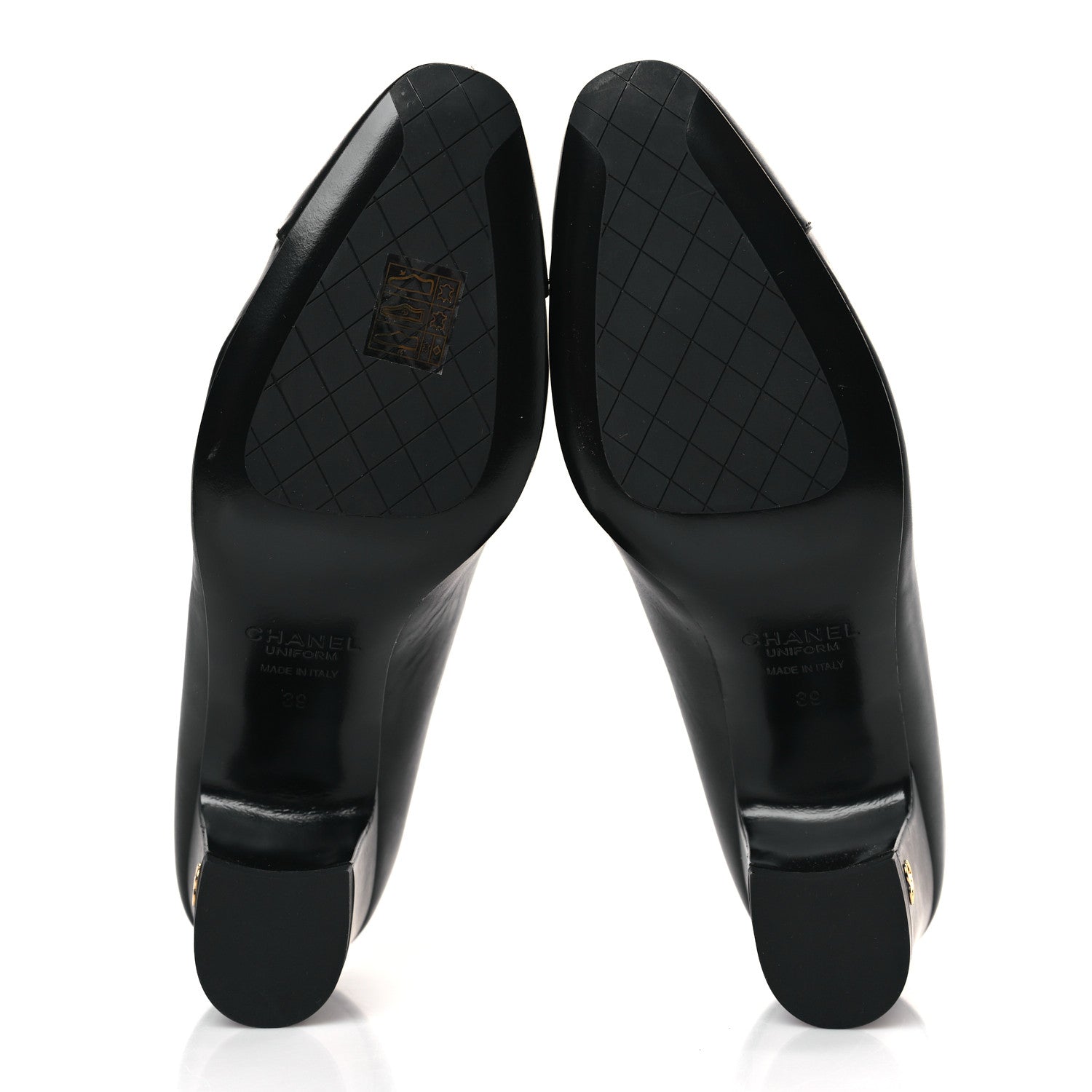 Chanel Lambskin Cap Toe CC Pumps 39 Black 5 of 8